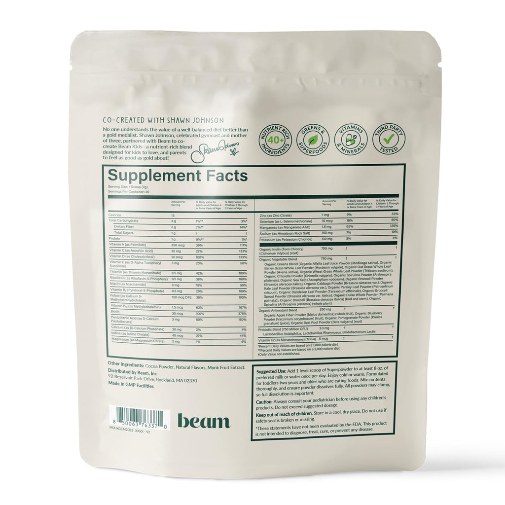 BEAM Kids Multivitamin Powder with Greens & Probiotic

