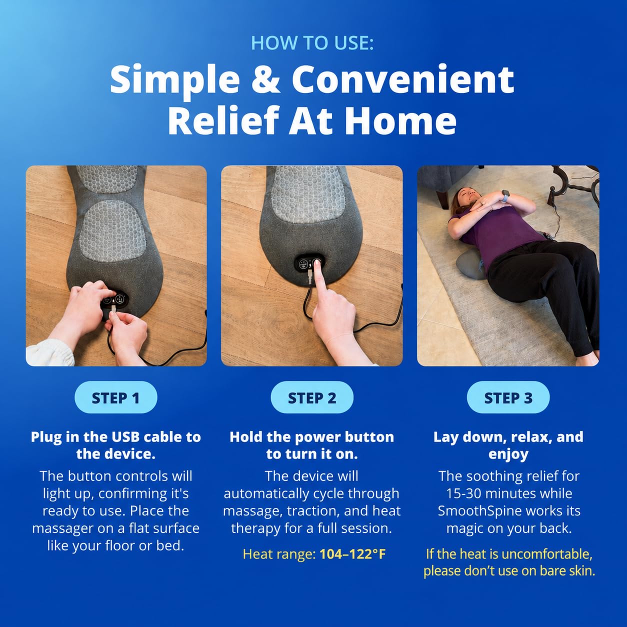 SmoothSpine Back Massager with Heat - Home Use


