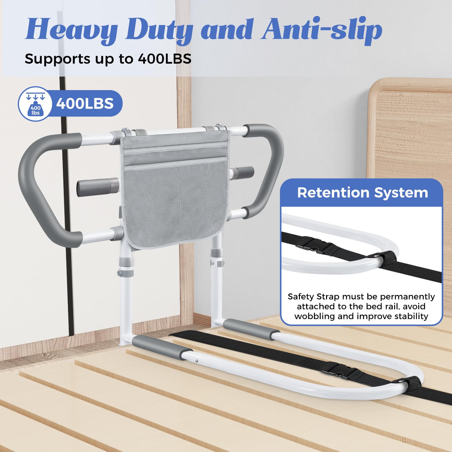 Bed Rails for Elderly Safety 400lb | Adjustable Rail

