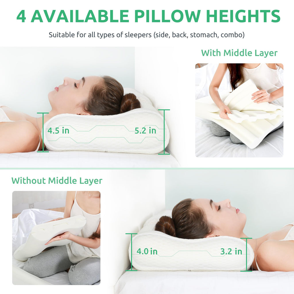 UTTU Cervical Pillow for Neck Pain Relief - Adjustable Foam

