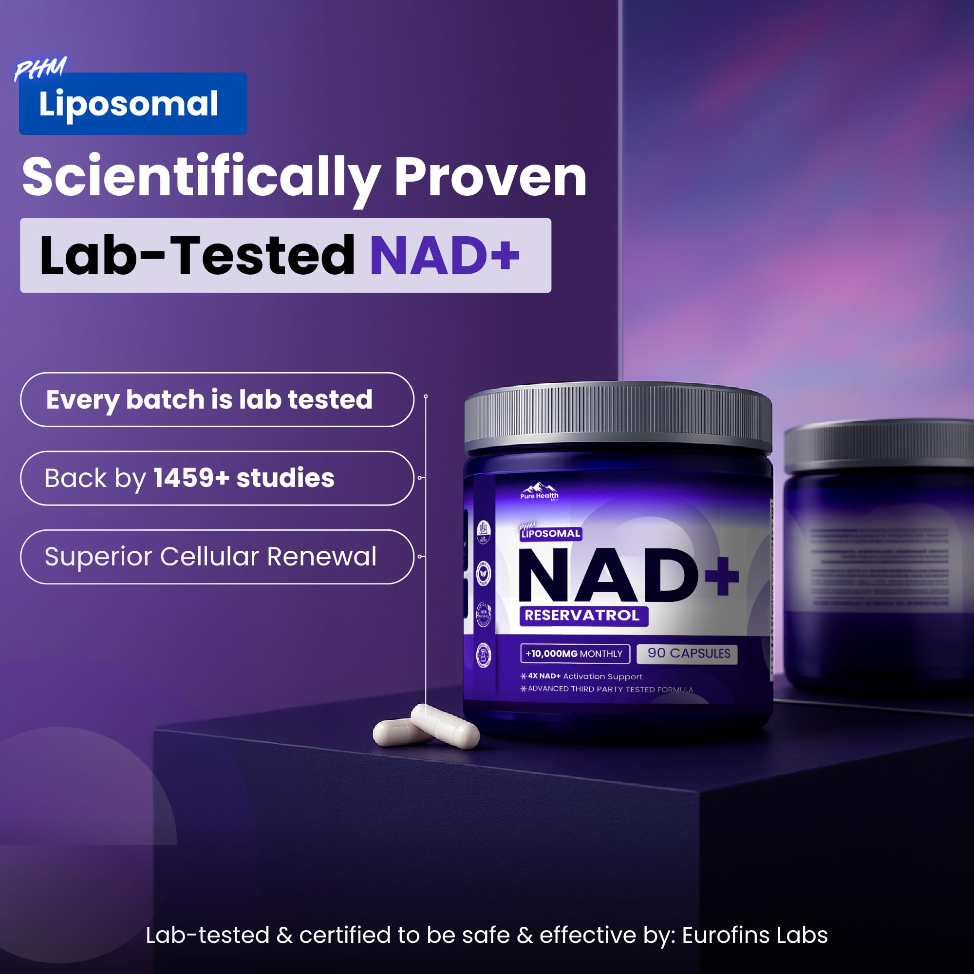 Pure Health NAD Resveratrol Liposomal Supplement | Energy

