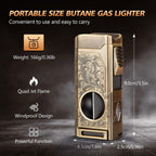 Quad Jet Flame Torch Lighter with Cutter and Punch

