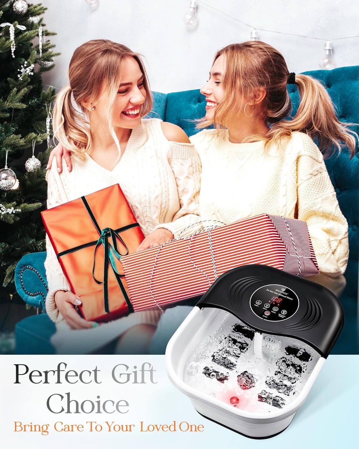 Foot Spa Massager Collapsible Heated Bath | Shiatsu Rollers

