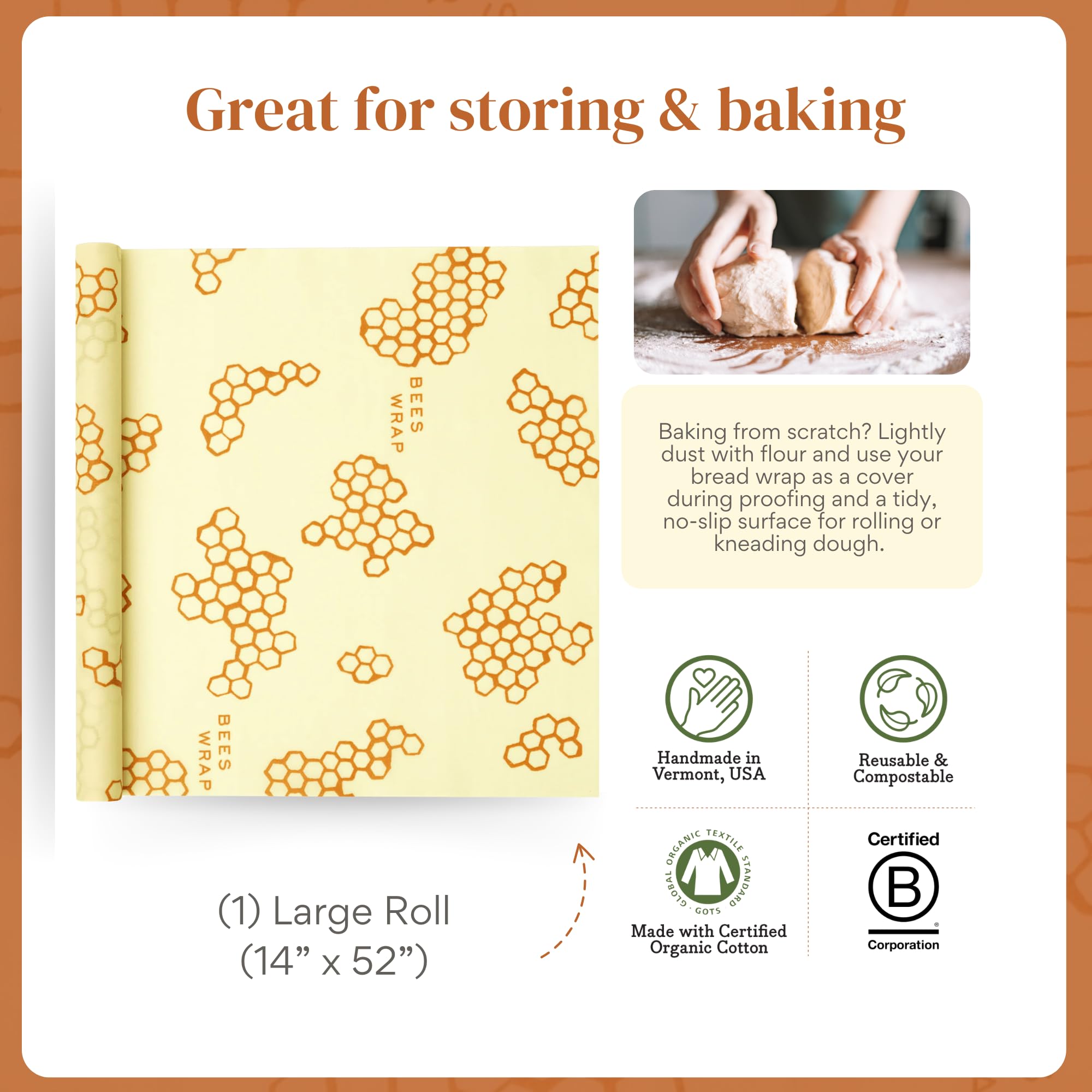 Beeswax Food Wrap Roll - Cut to Size, Plastic Free

