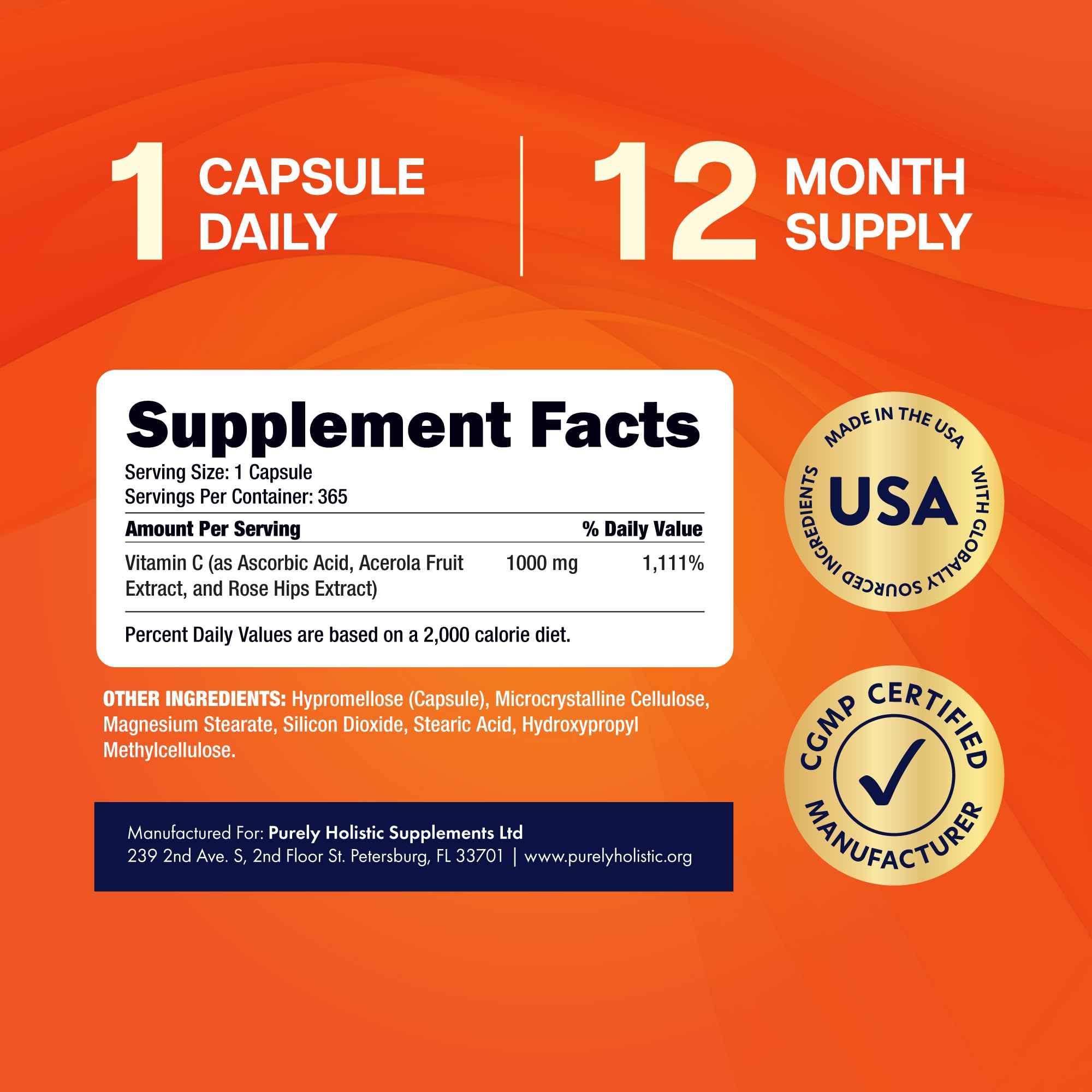 Vitamin C Timed-Release Capsules with Acerola & Rose Hips

