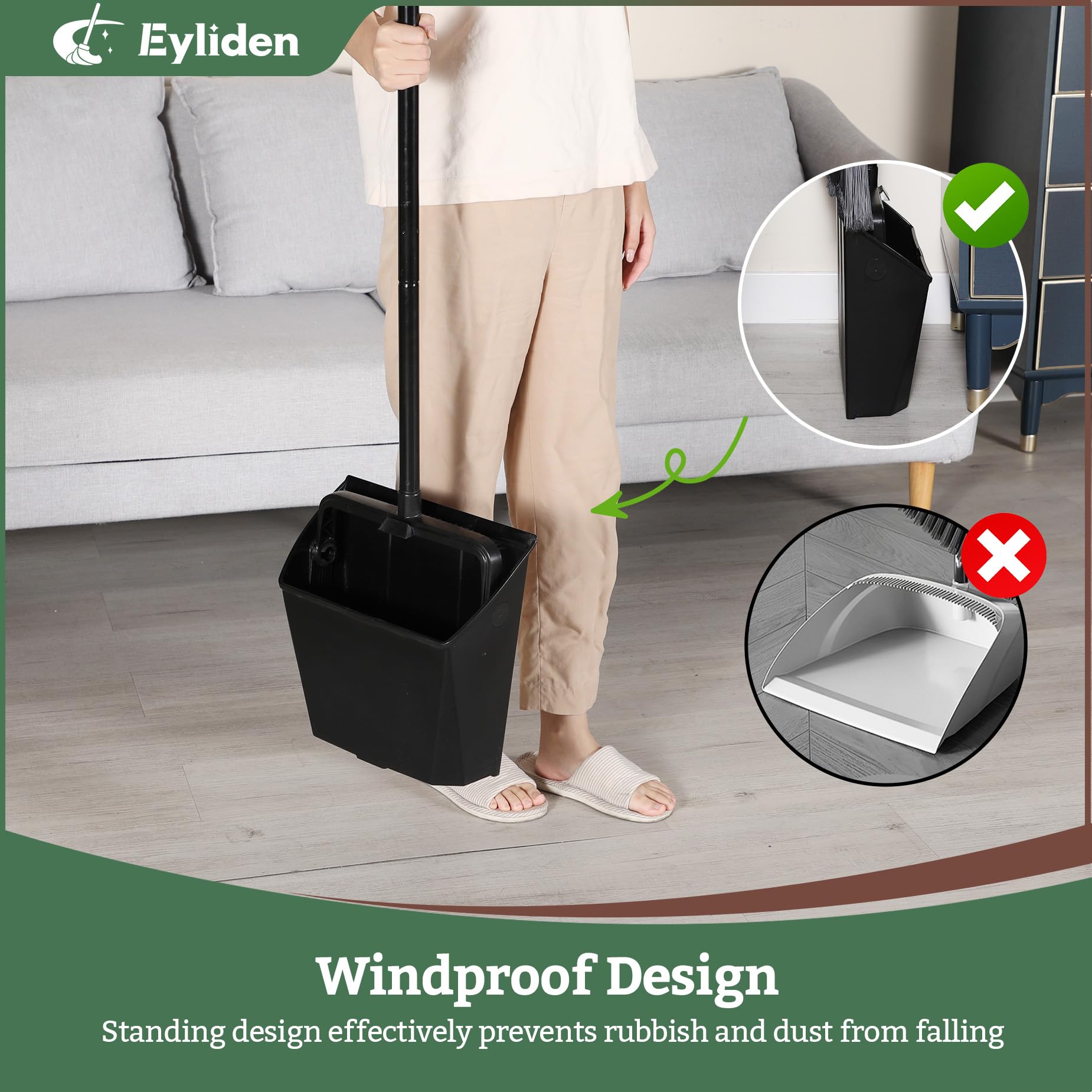 Eyliden Upright Large Commercial Dustpan with Comb Teeth

