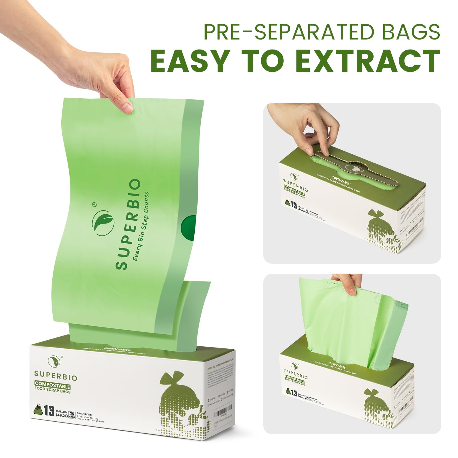Compostable Drawstring Kitchen Waste Bags - SUPERBIO

