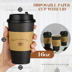 LITOPAK Disposable Paper Cups with Lids, Sleeves & Stirrers

