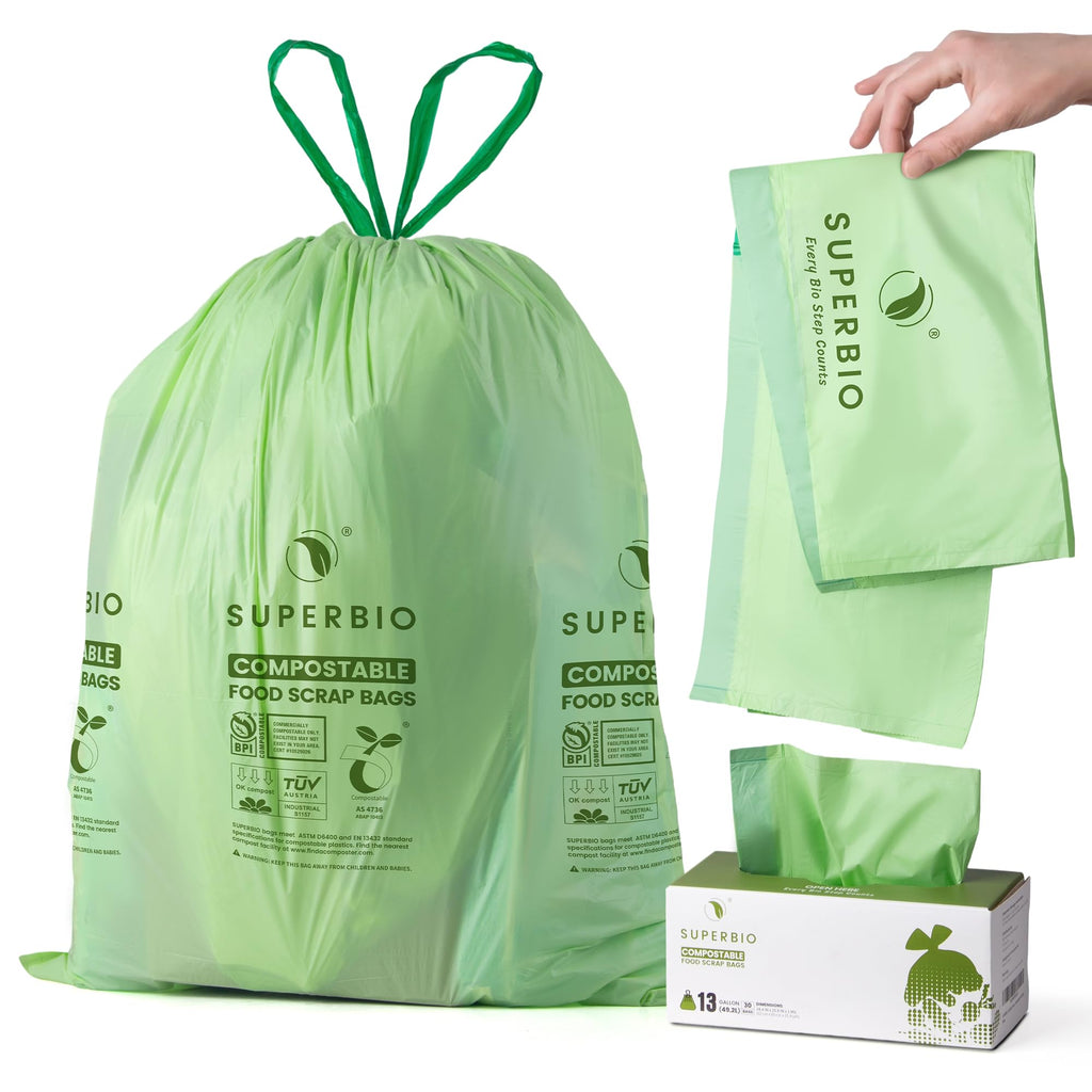 Compostable Drawstring Kitchen Waste Bags - SUPERBIO


