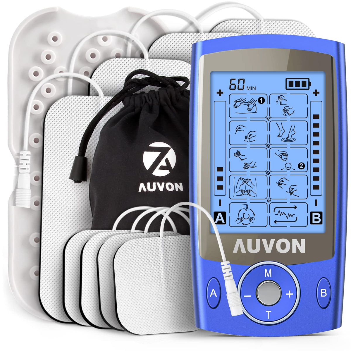 AUVON Dual Channel TENS Unit with 20 Modes and Pads