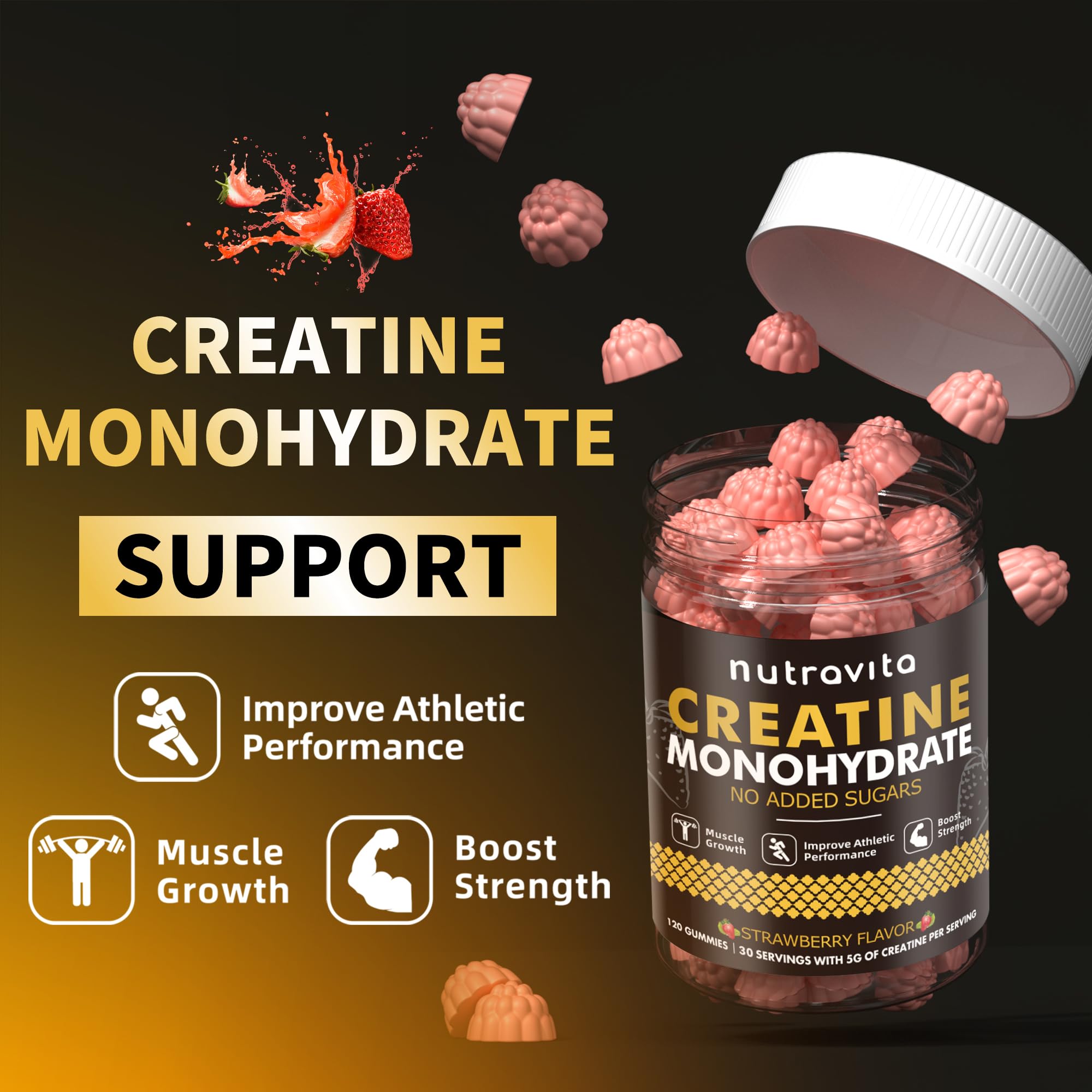 Nutravita Creatine Monohydrate Gummies NSF Certified

