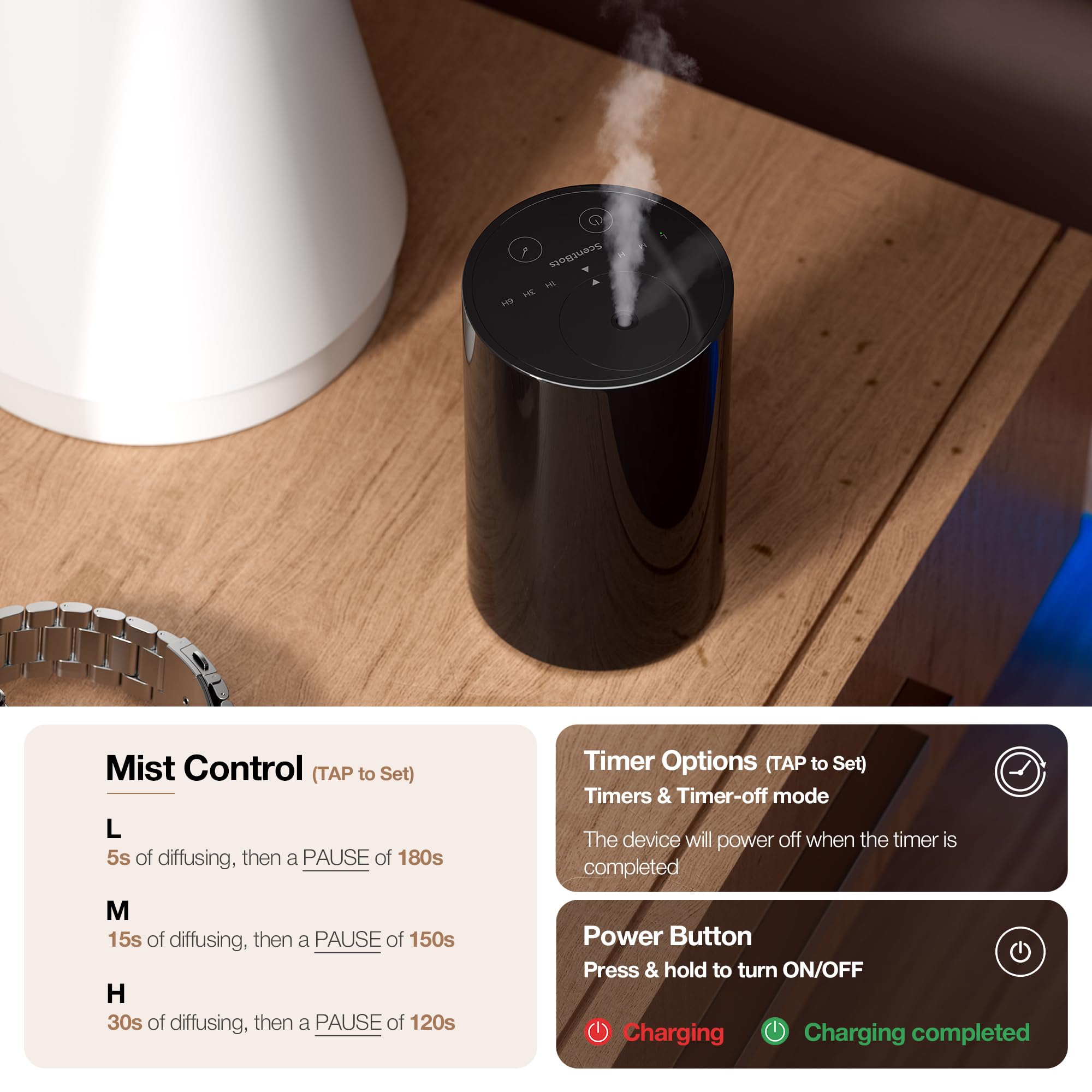 Waterless Battery-Operated Essential Oil Diffuser 20mL

