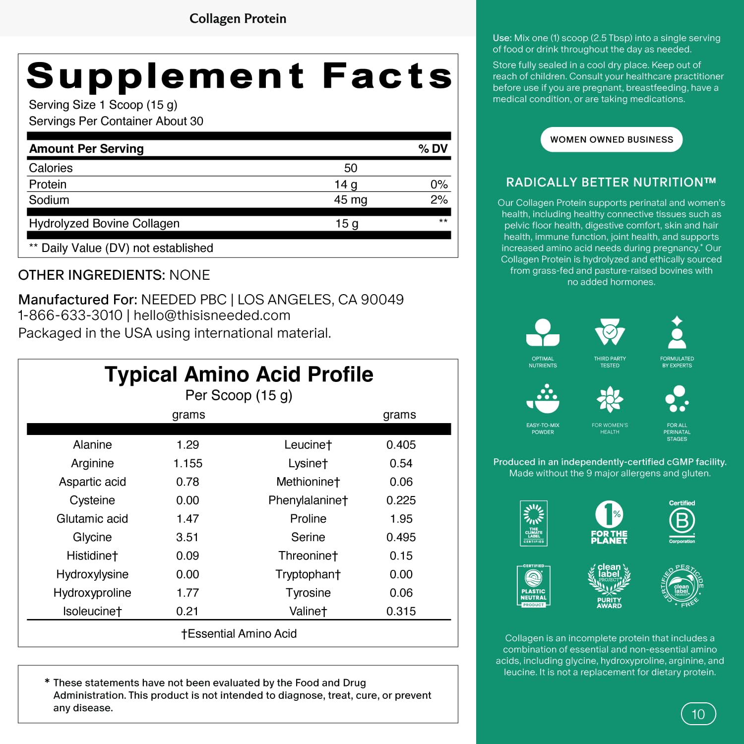 Needed Collagen Protein Powder | Grass-Fed

