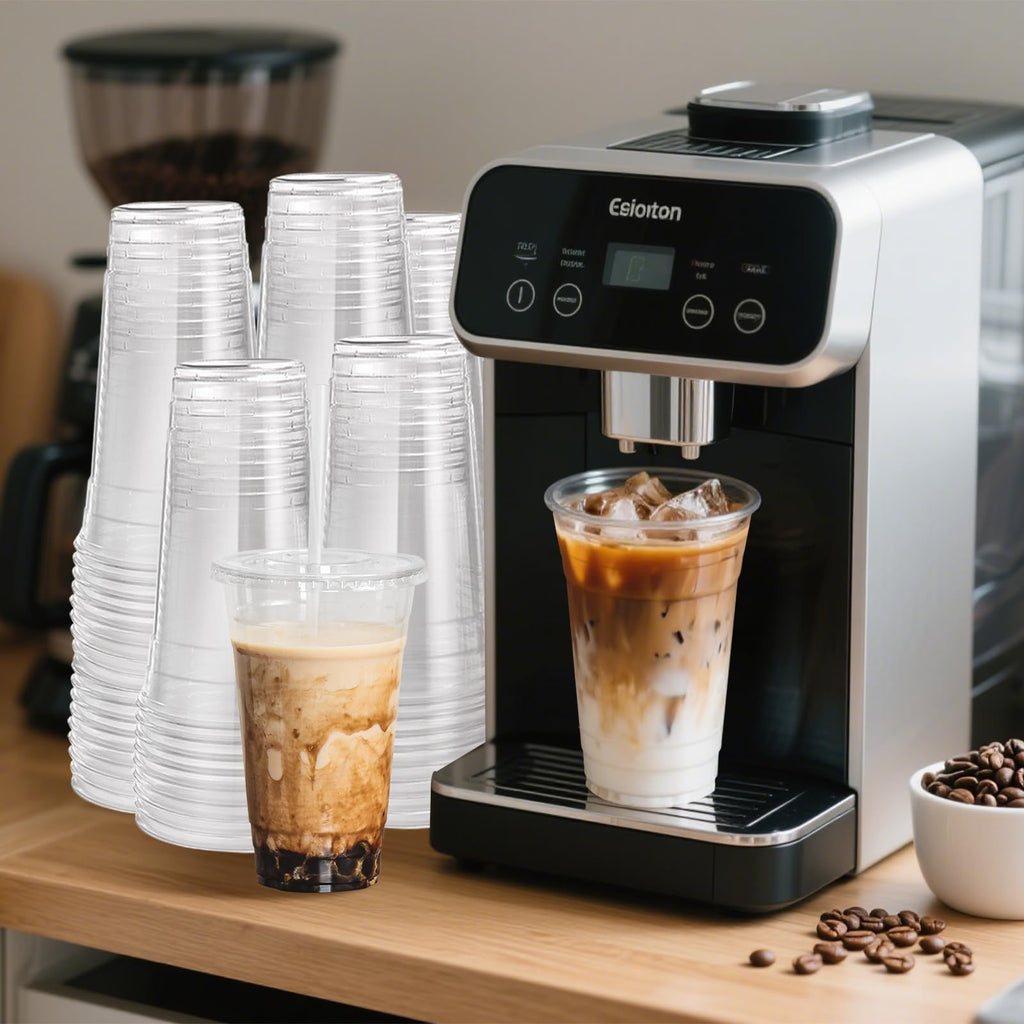 Clear Plastic Cups with Lids and Straws | Leak-Proof PET

