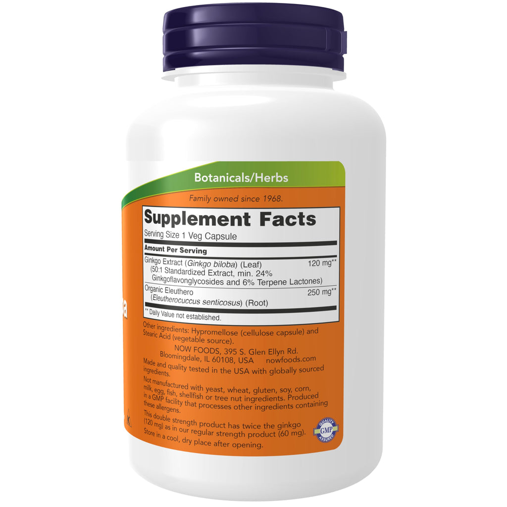 NOW Ginkgo Biloba Double Strength 120 mg Veg Capsules

