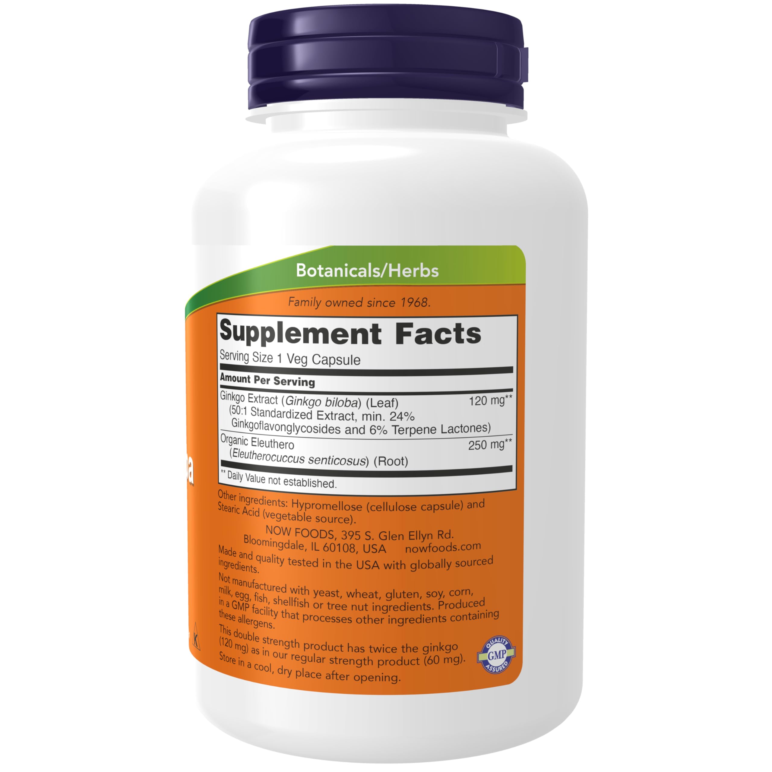 NOW Ginkgo Biloba Double Strength 120 mg Veg Capsules

