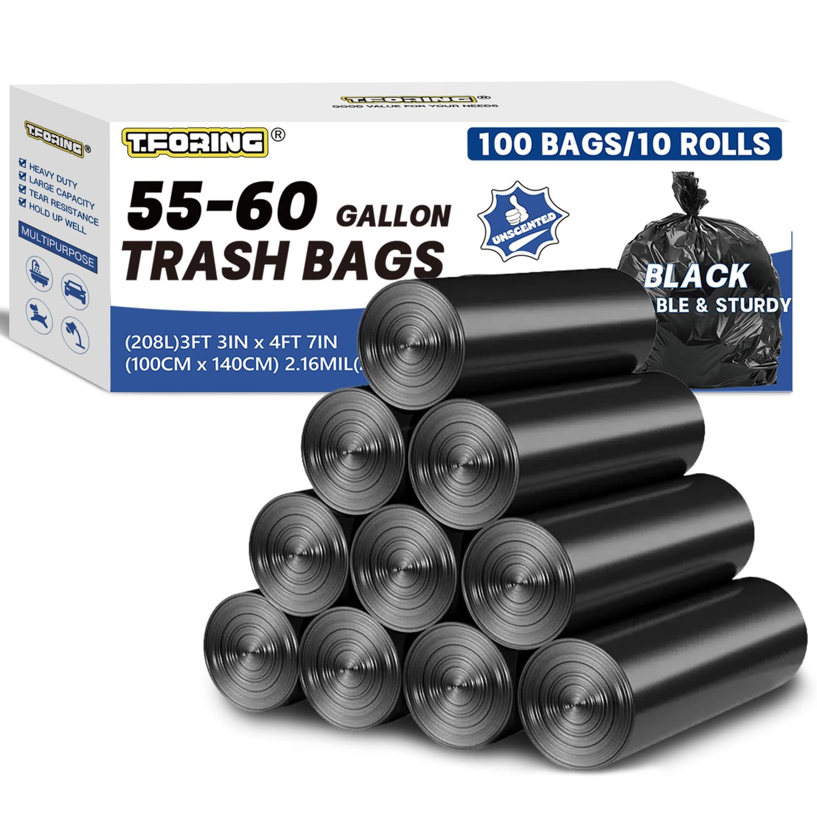 Trash Bags by TFORING - Heavy Duty for Commercial Use

