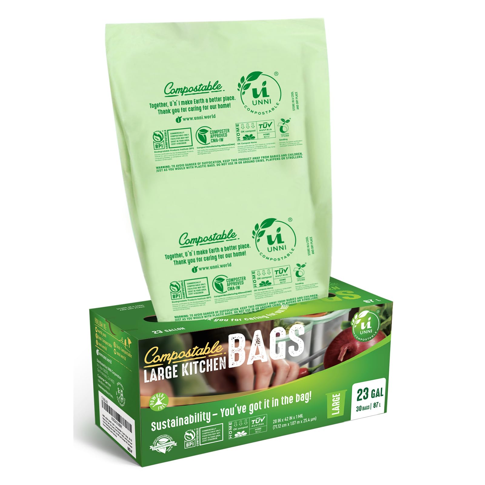 Unni Compostable Trash Bags - Extra Thick Home Liners