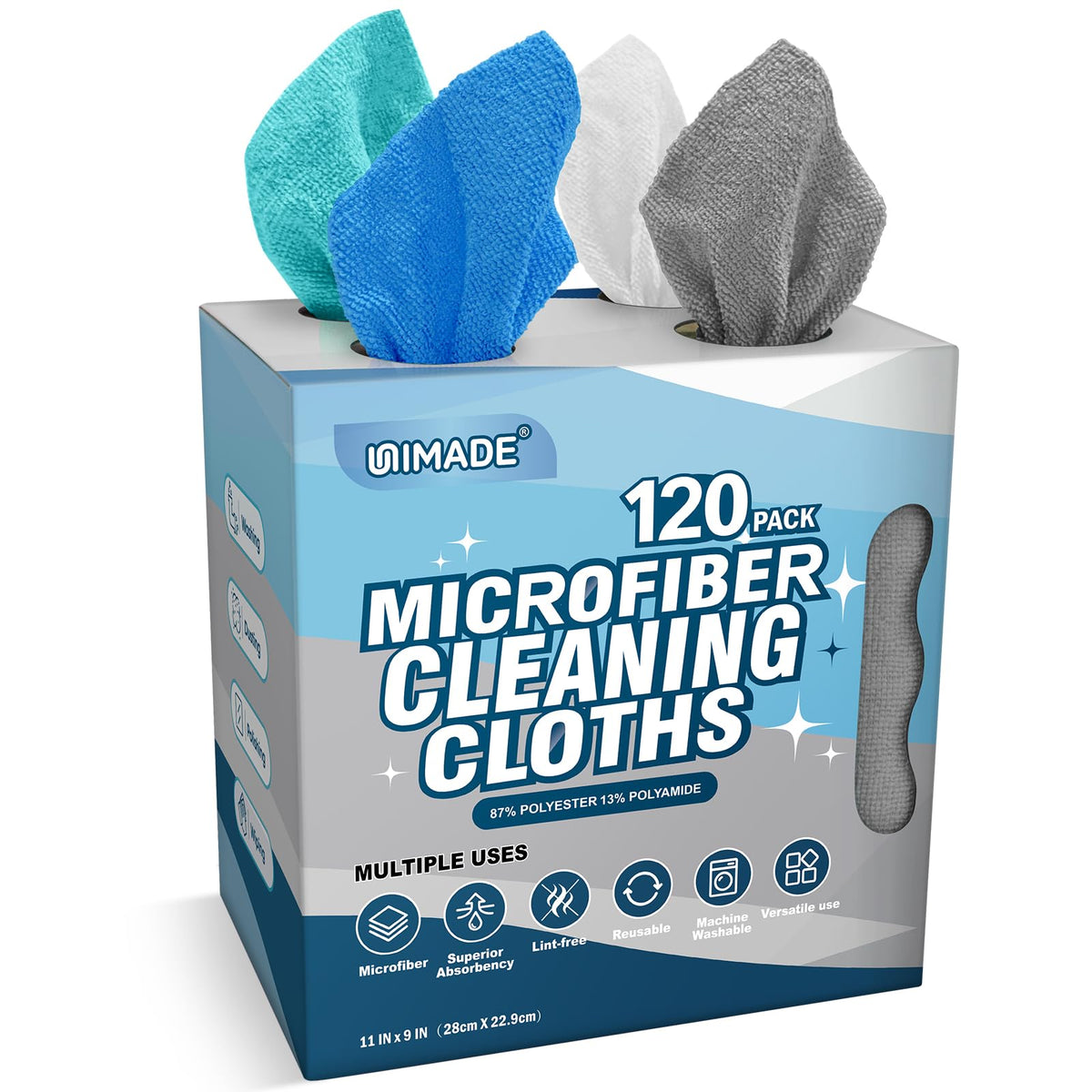 UNIMADE Microfiber Cleaning Cloths - Lint-Free & Reusable Towels