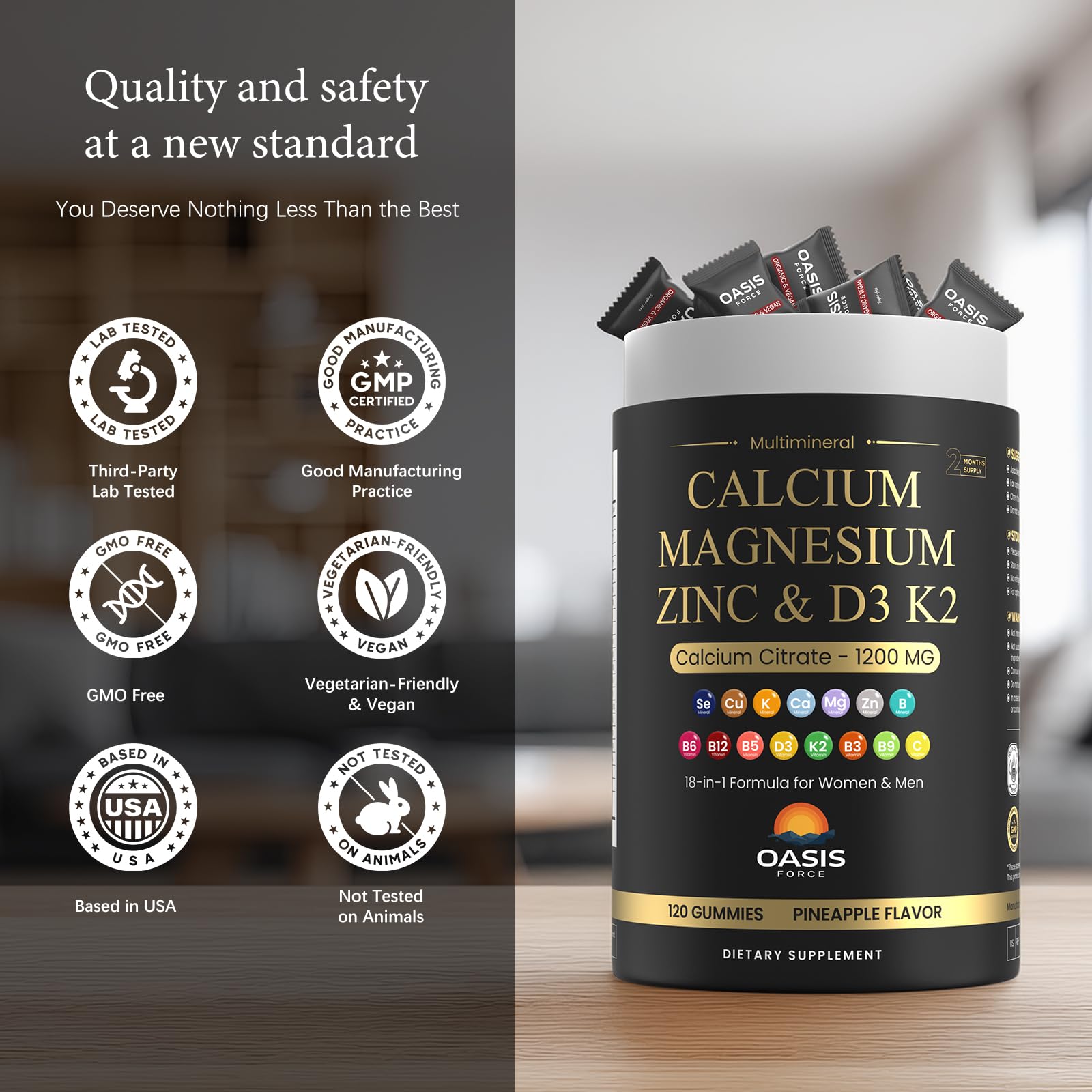 OASISFORCE Calcium Gummies for Bone Support

