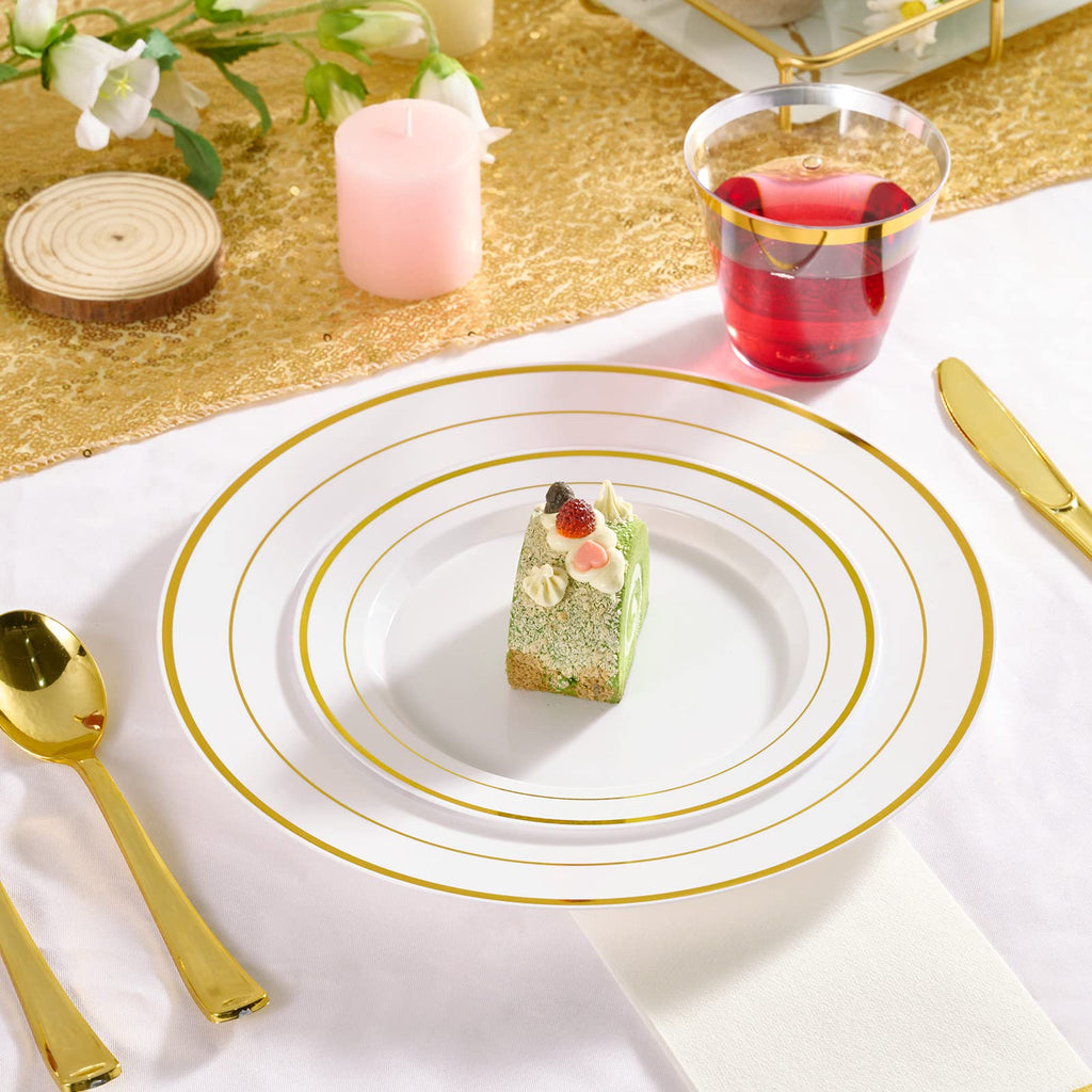 FOCUSLINE Decorative Rim Plastic Plates | Disposable Plates

