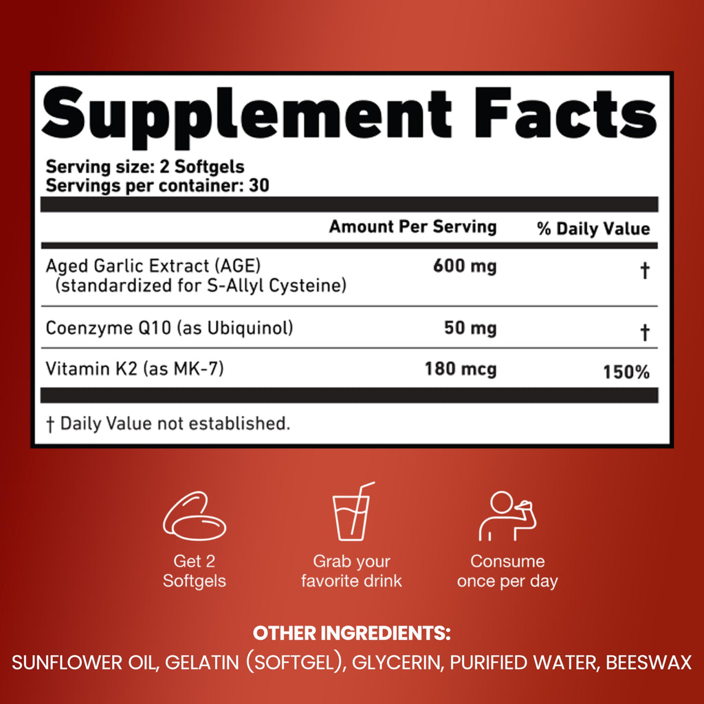 Resilia Aged Garlic Softgels with CoQ10 Ubiquinol MK7

