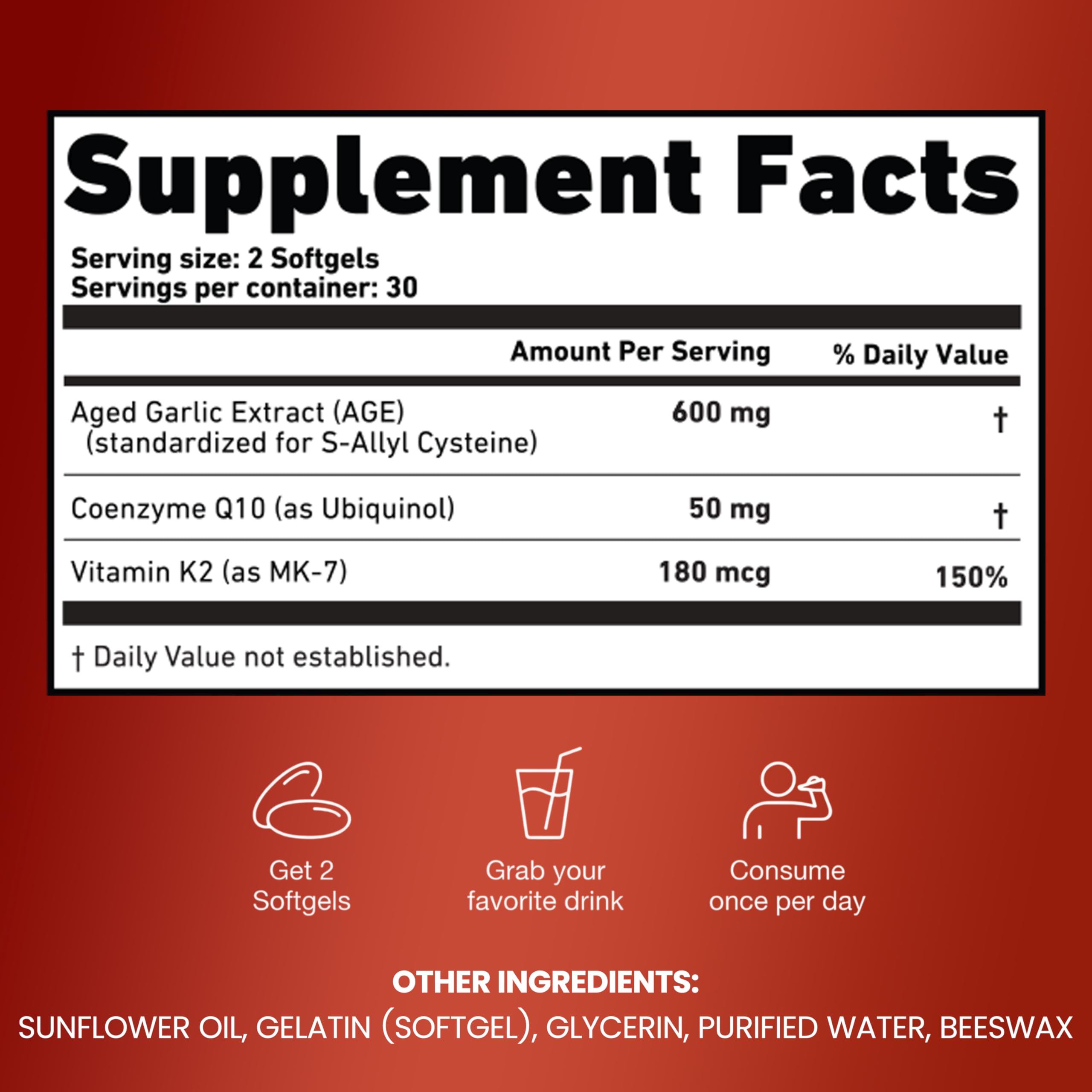 Resilia Aged Garlic Softgels with CoQ10 Ubiquinol MK7


