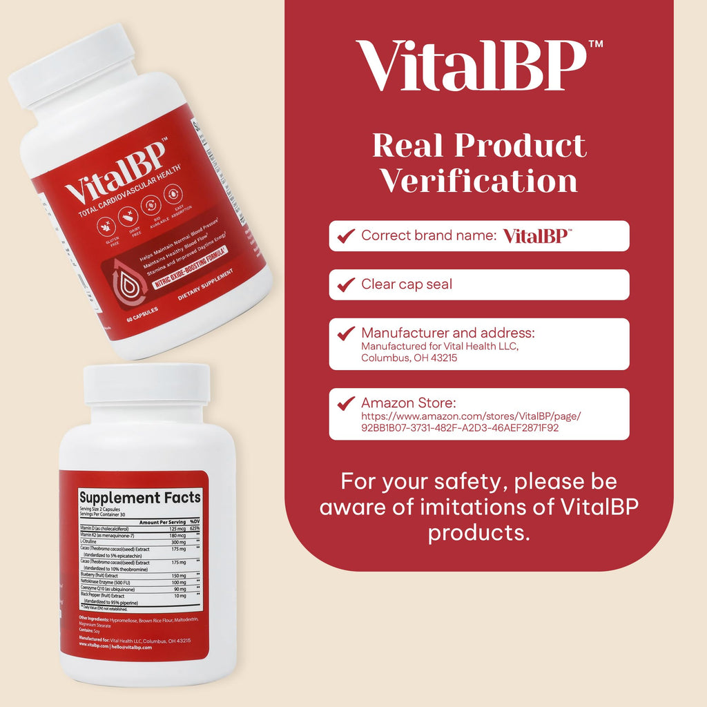 Vital BP Blood Pressure Support with CoQ10 L-Citrulline K2 D3

