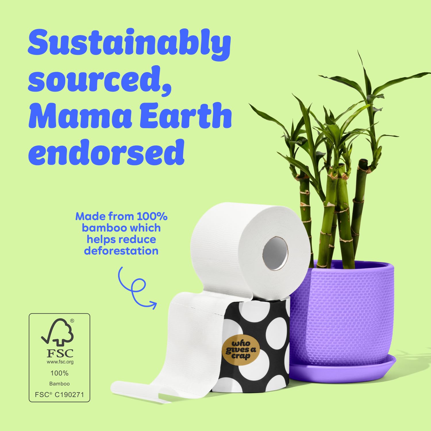 Who Gives A Crap Bamboo Toilet Paper - Three-Ply Soft

