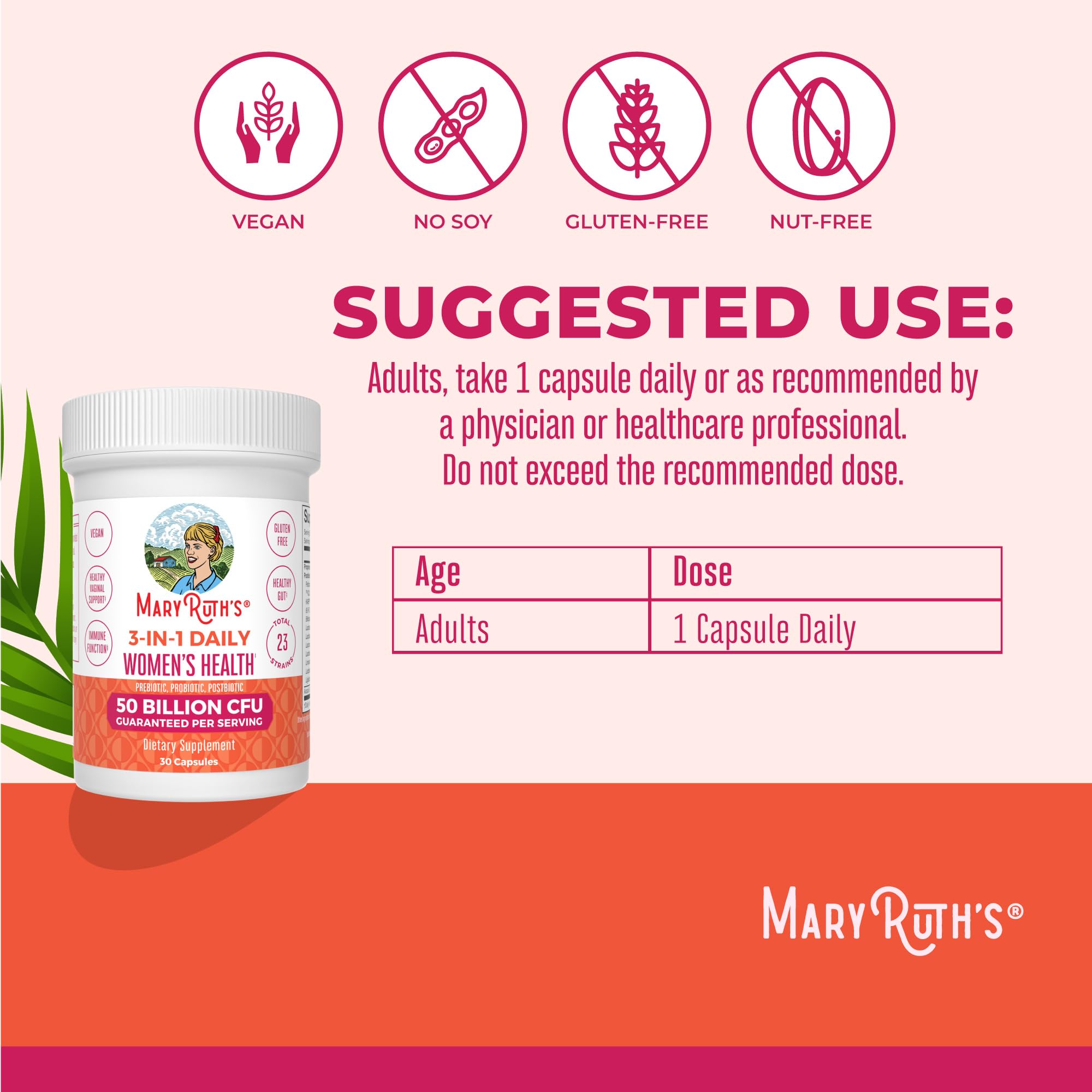 Probiotics for Women by MaryRuth's | 3-in-1 Postbiotics

