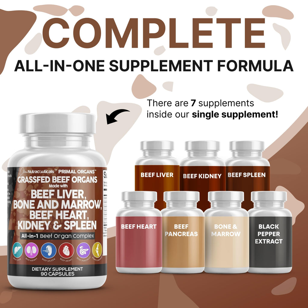 Clean Nutraceuticals Grass Fed Beef Liver Capsules Organ Blend

