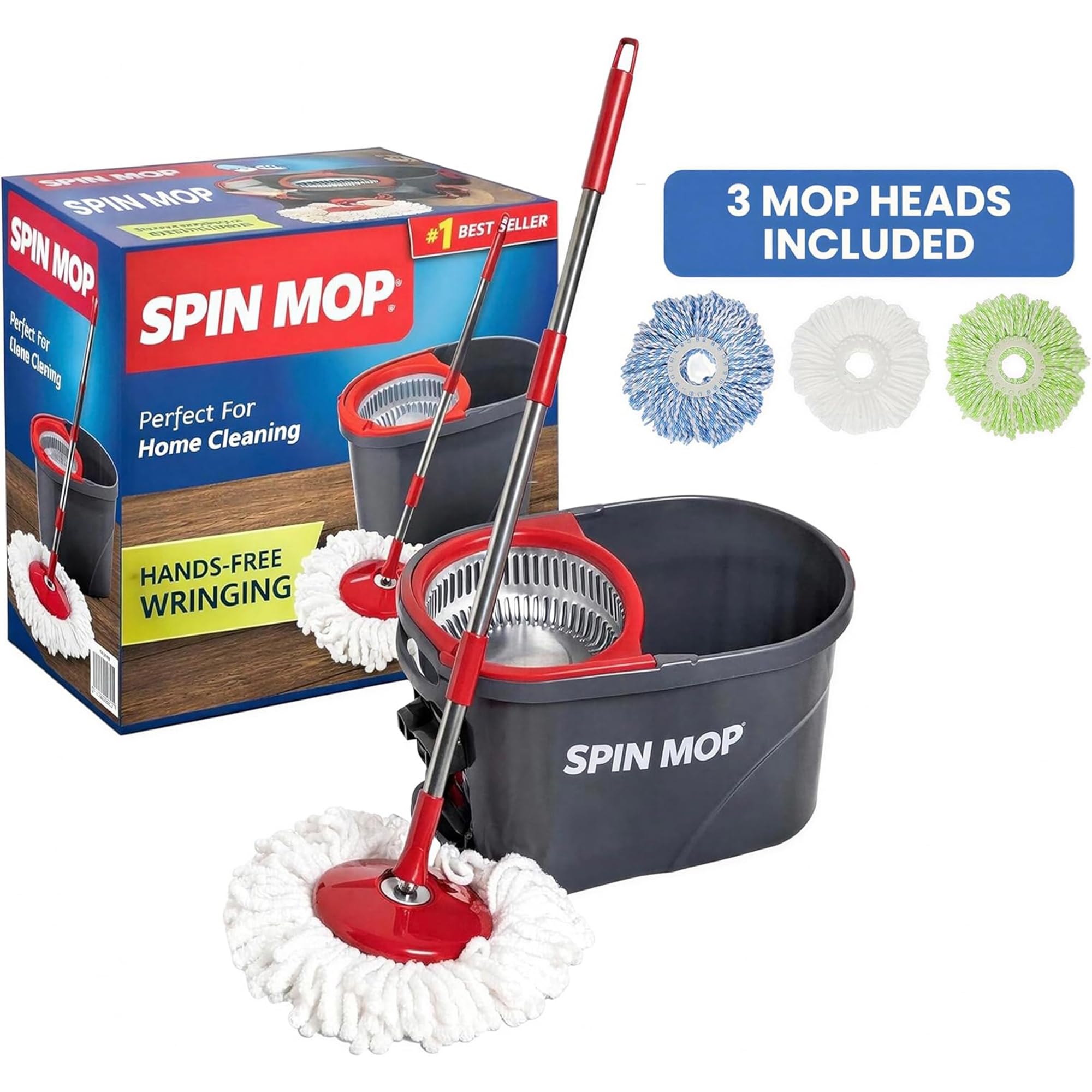 Simpli-Magic Cleaning System with 3 Microfiber Mop Heads and Extendable Pole