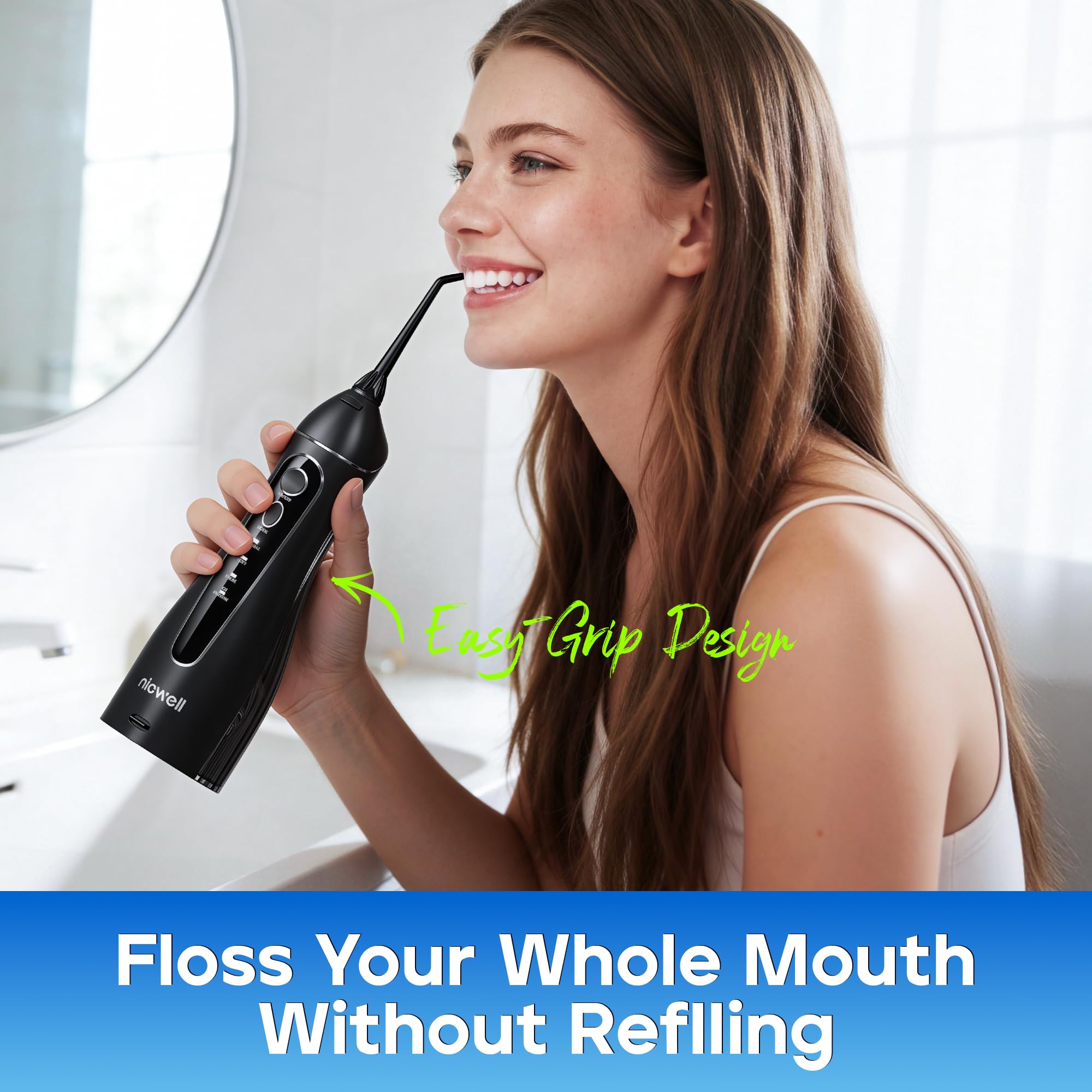Nicwell Water Dental Flosser - 4 Modes, 11 Pressure Settings

