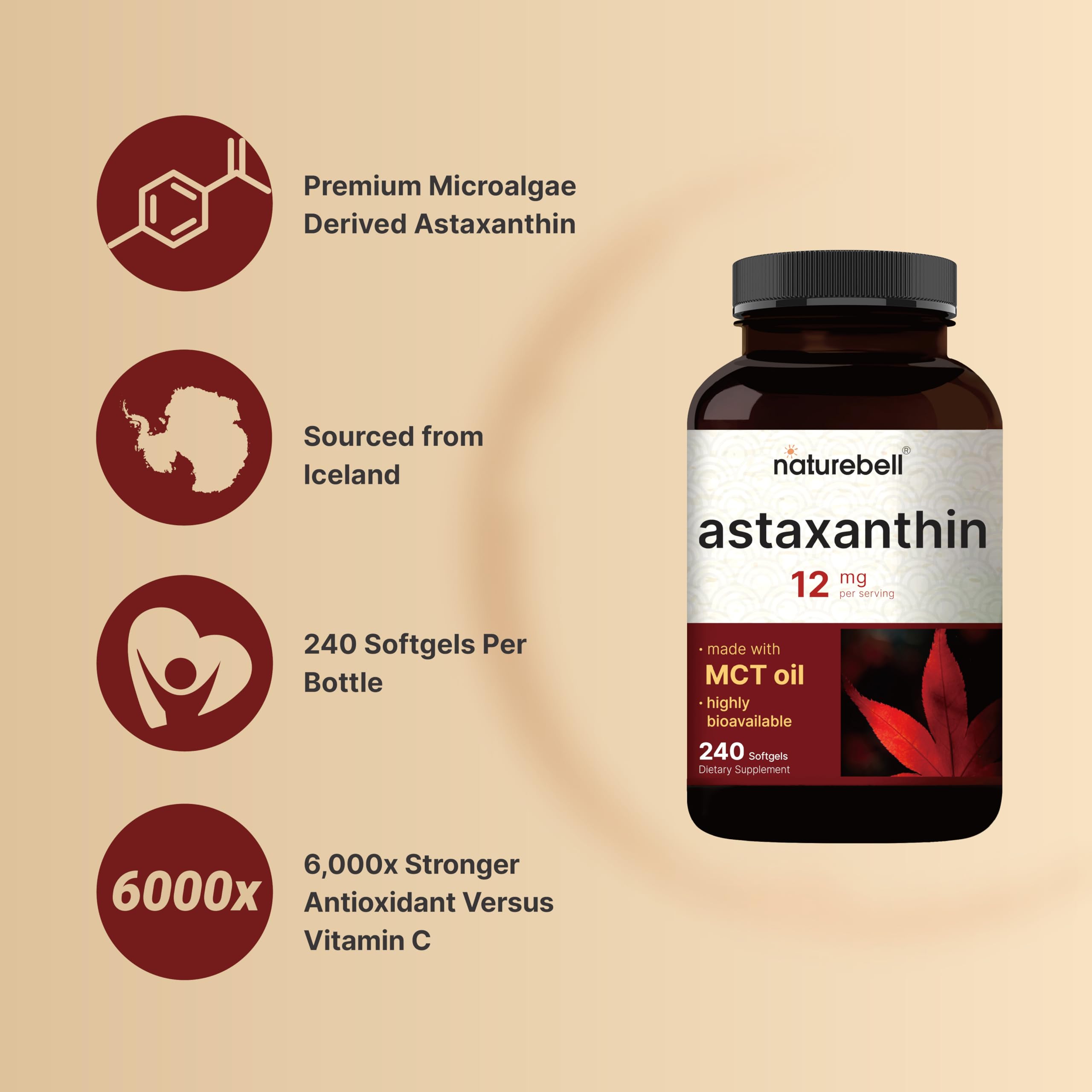NatureBell Astaxanthin Supplement | Antioxidant Support

