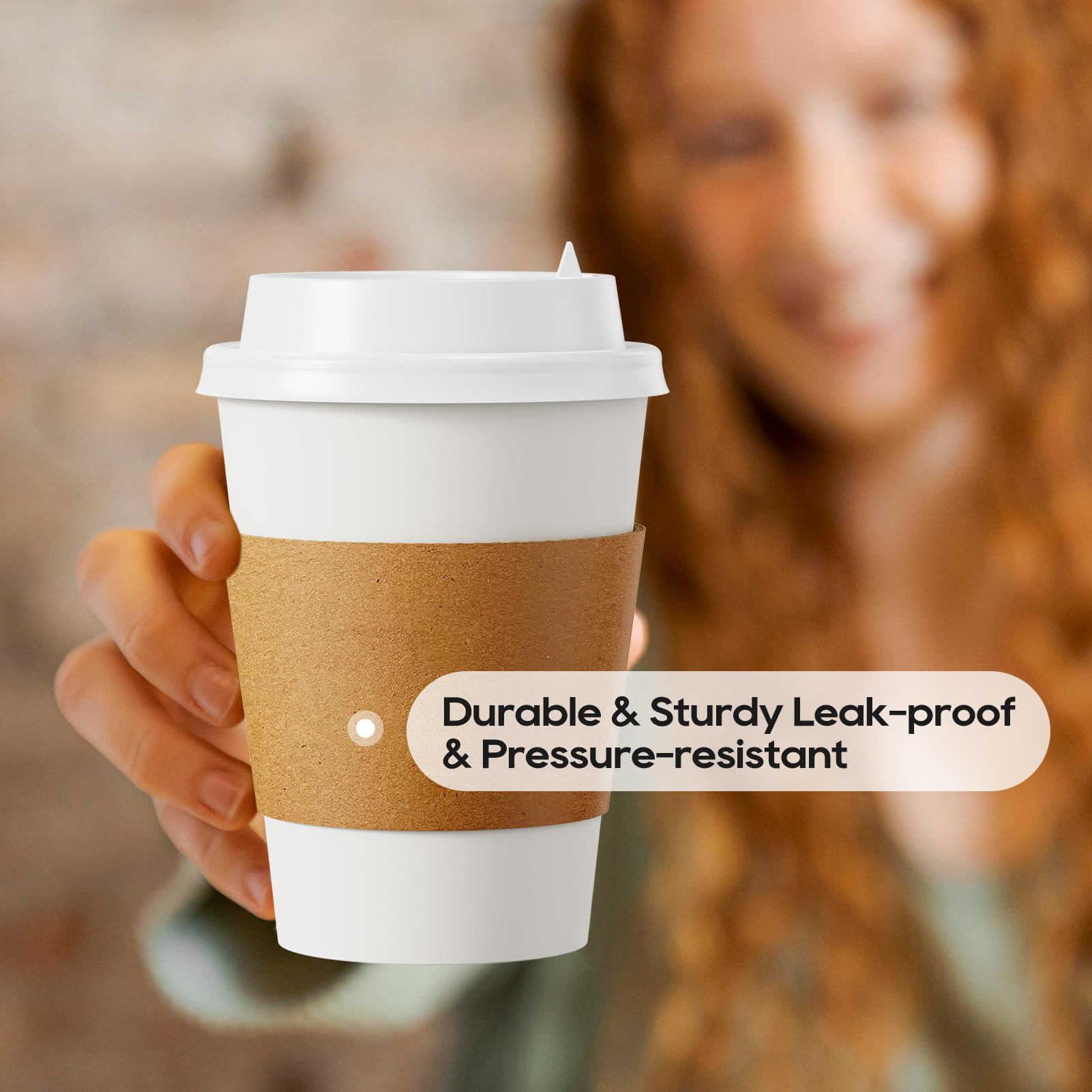 Disposable Paper Cups with Lids, Sleeves & Stirrers

