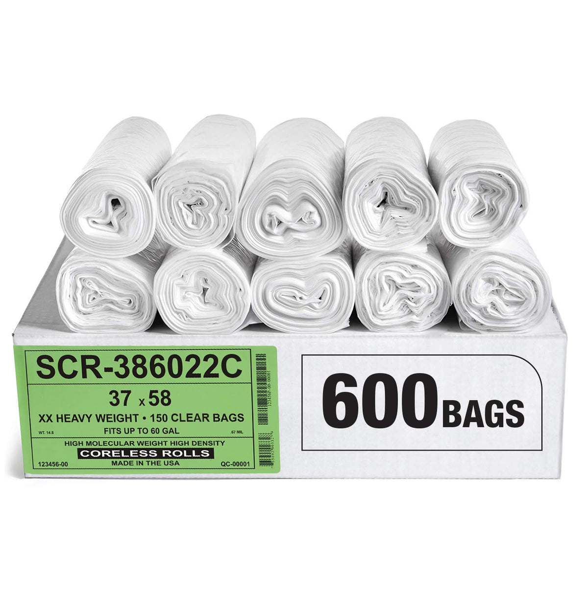 Aluf Plastics High-Density Trash Bags, Coreless Roll