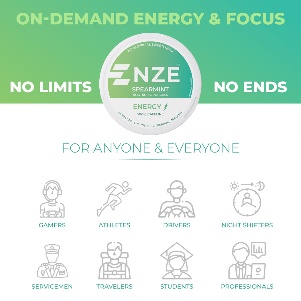 NZE Caffeine Nootropic Pouches - Energy & Focus

