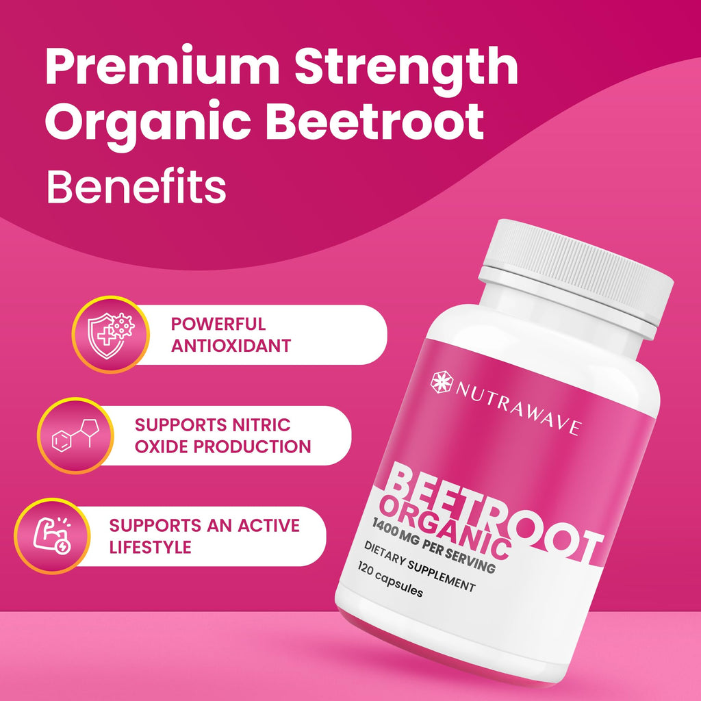 Nutra Wave Organic Beet Root Capsules Non-GMO Vegan

