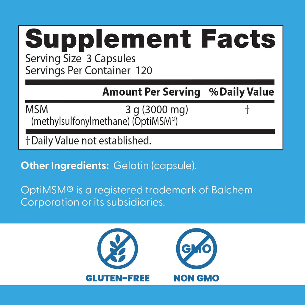 Doctor's Best MSM Supplement Capsules with OptiMSM

