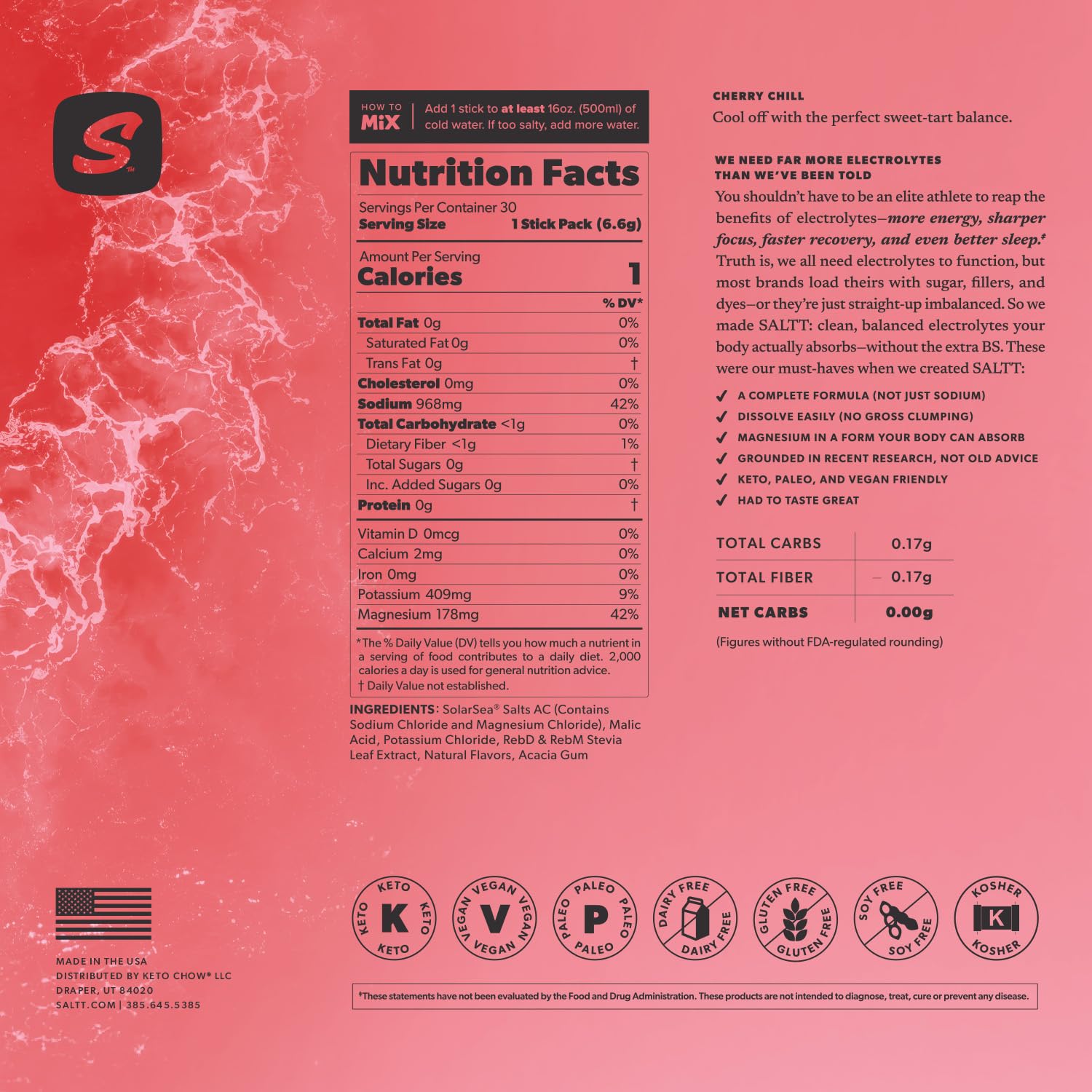 SALTT Electrolyte Powder for Hydration High Mineral Formula

