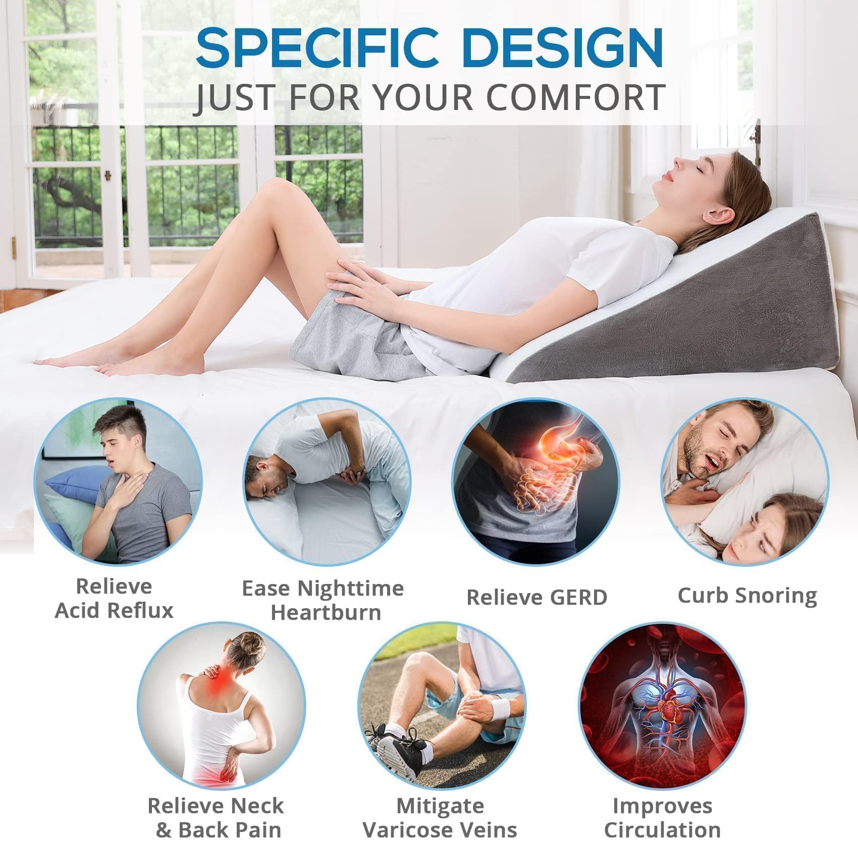 SASTTIE Memory Foam Wedge Pillow for Sleep


