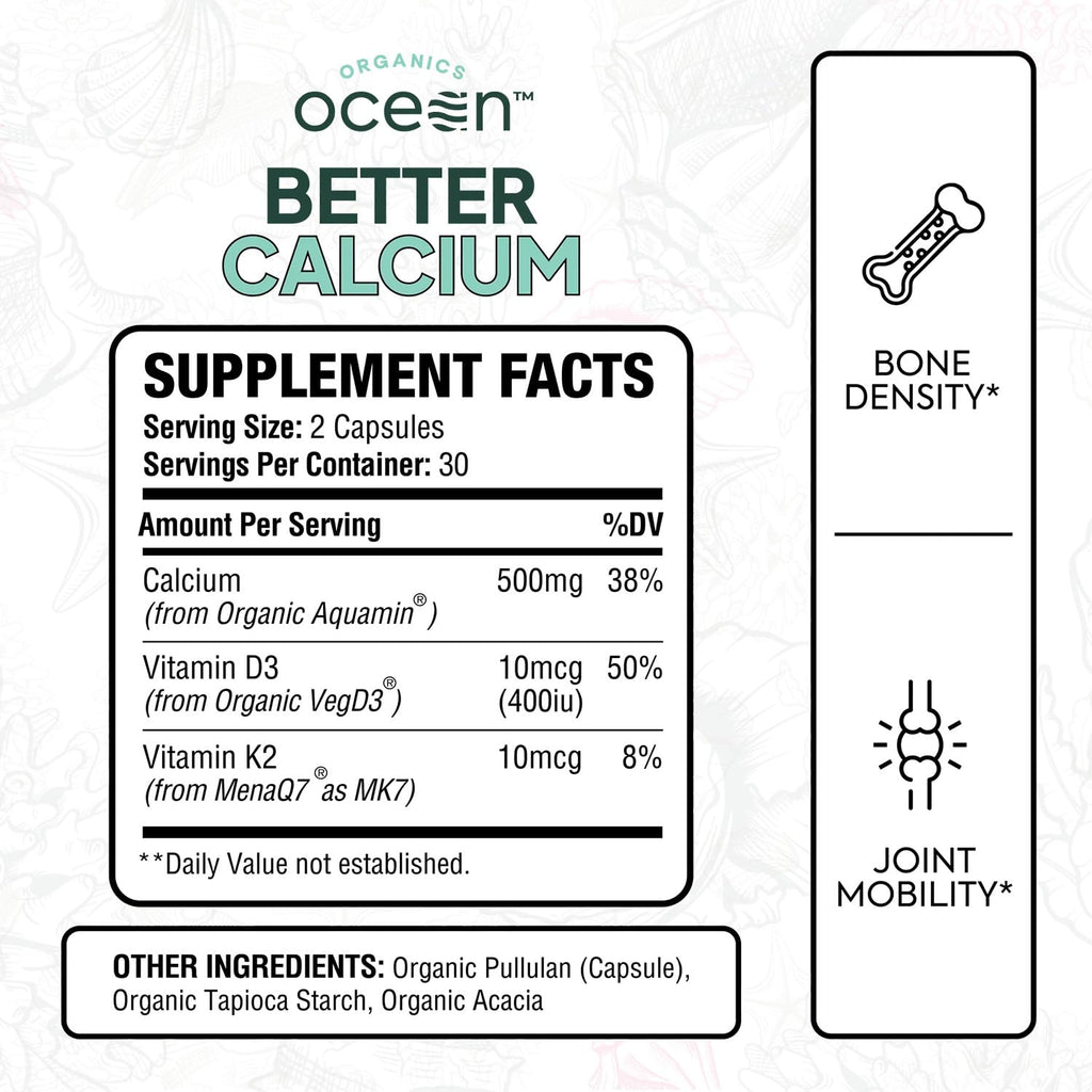 Calcium by Organics Ocean: Organic Red Algae with D3 & K2

