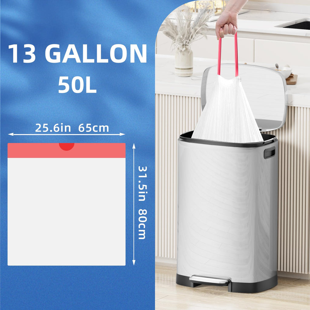 KdbK Kitchen Trash Bags – Drawstring, Unscented, Leak-Proof

