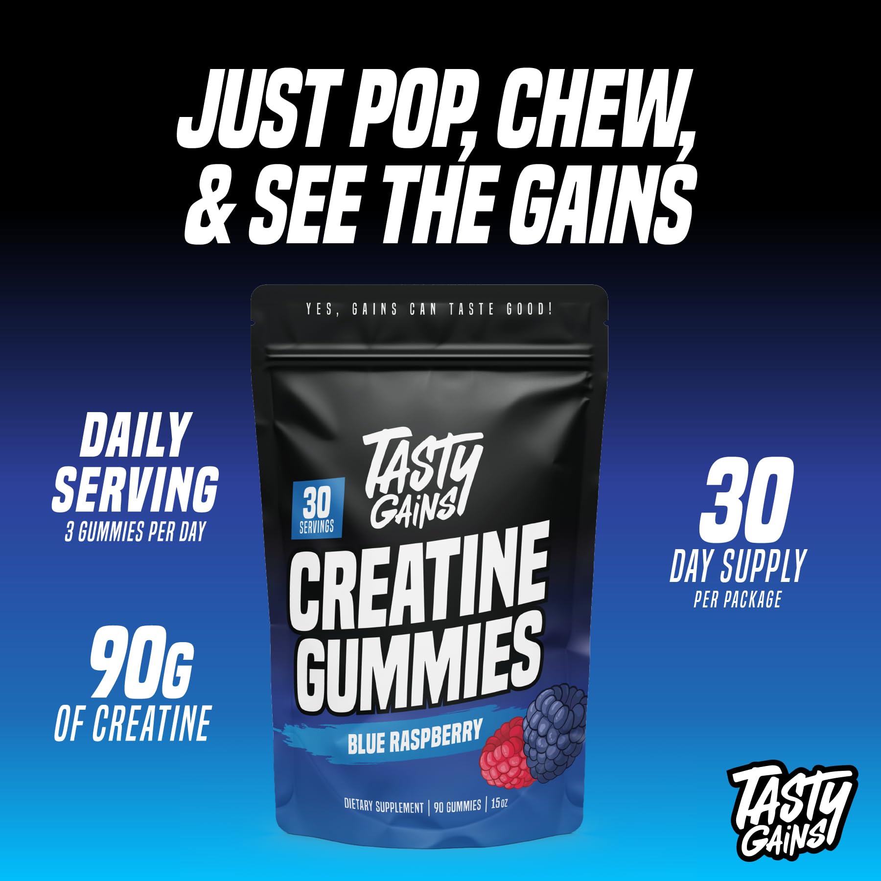 TASTY GAINS Creatine Gummies Monohydrate for Muscle

