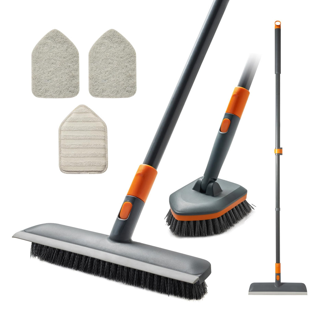 CLEANHOME Floor Scrub Brush with Interchangeable Heads


