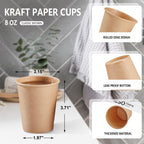 SIUQ Kraft Paper Cups Unbleached Disposable Drinking Cups|Leak-Proof

