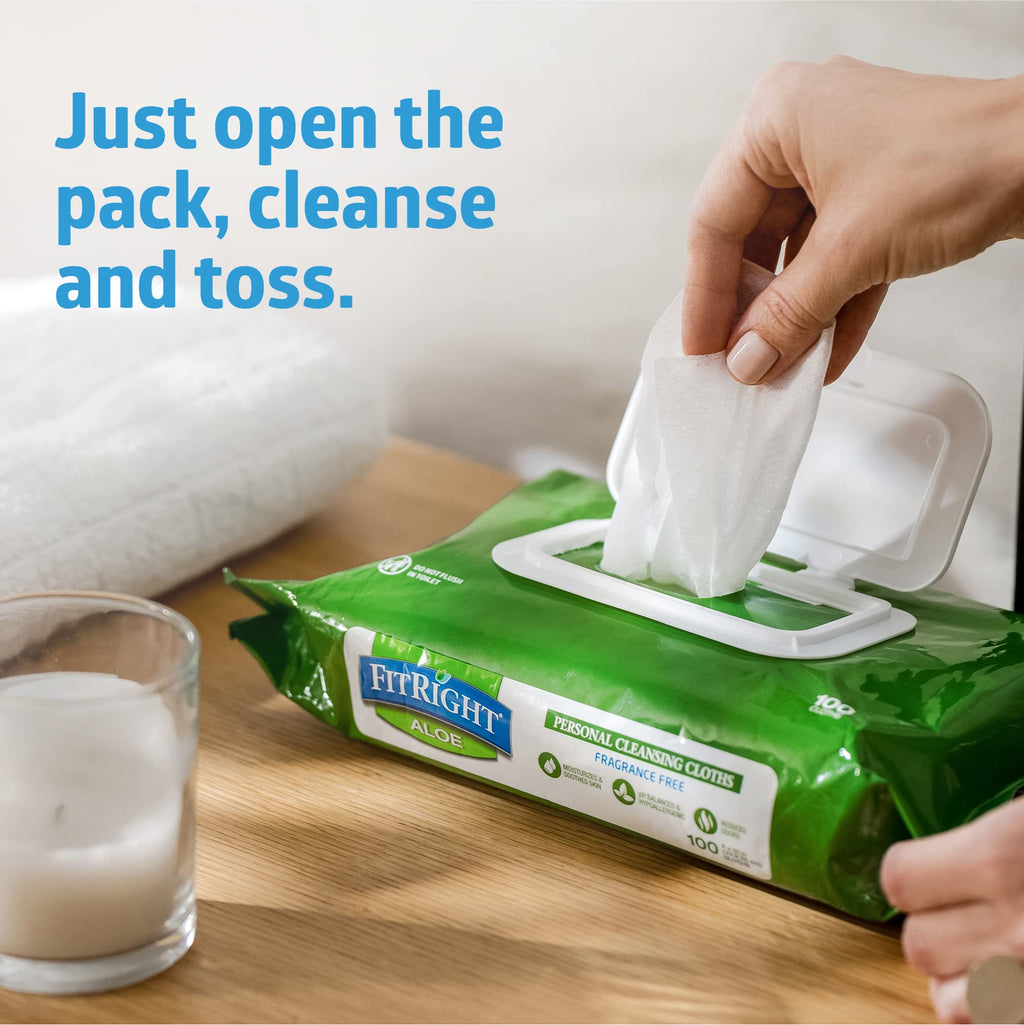 FitRight Aloe Personal Cleansing Wipes for Adults

