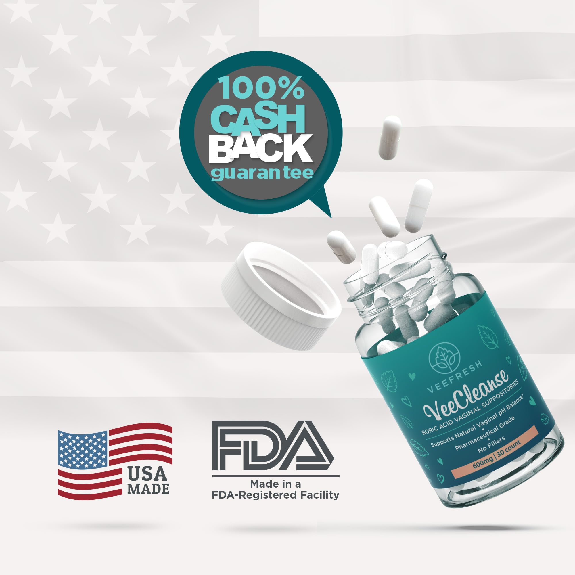 Boric Acid Vaginal Suppositories for pH Balance and Freshness

