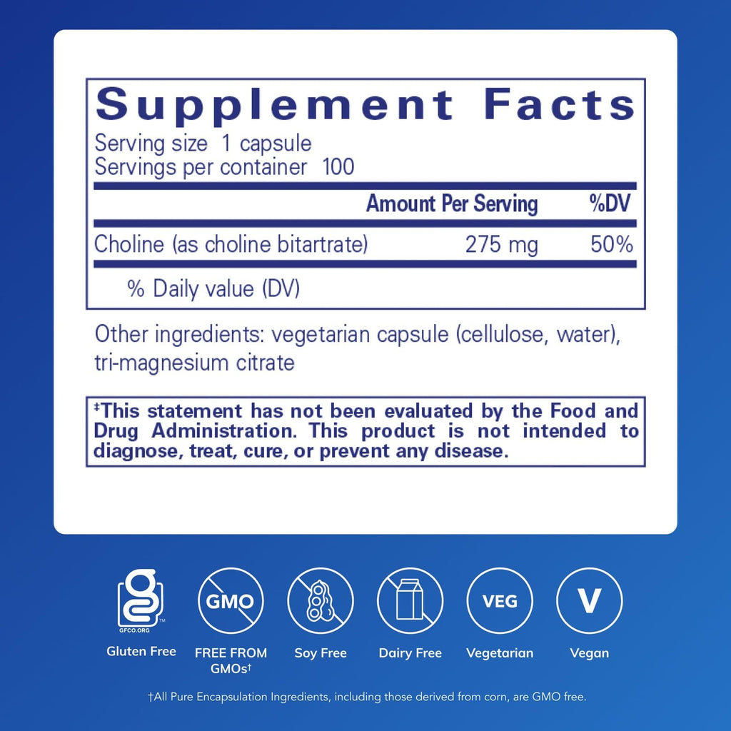 Pure Encapsulations Choline Bitartrate Supplement

