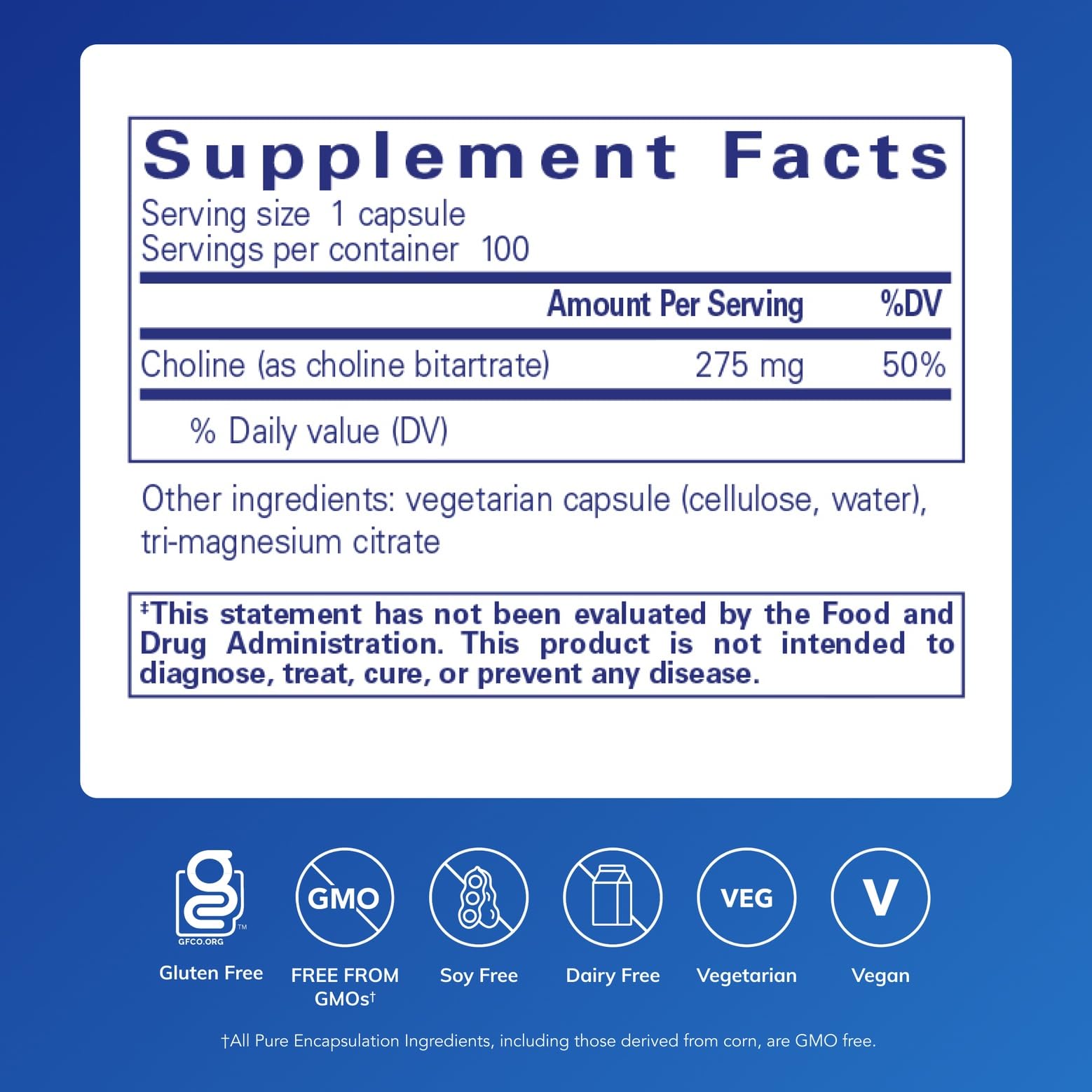 Pure Encapsulations Choline Bitartrate Supplement

